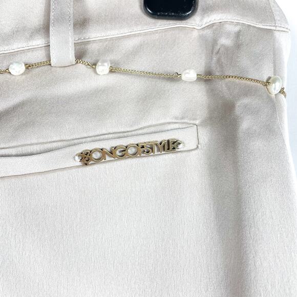Song of Style Ayah Cargo Trousers Champagne Tan Pants‎ Satin Straight Leg Sz S - Picture 15 of 16